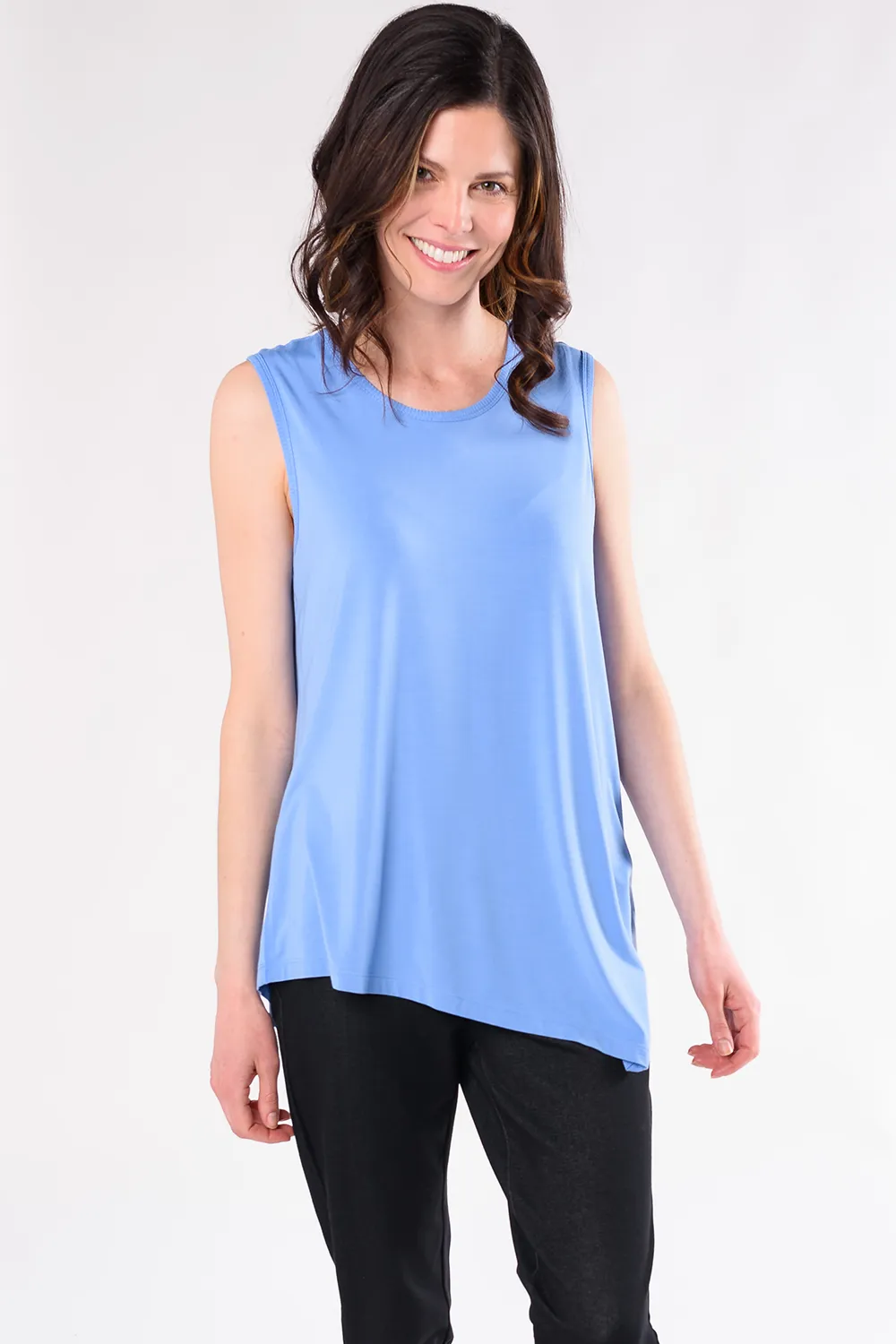 Kyra Asymmetric Bamboo Top - Periwinkle Blue