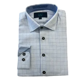 Leo & Zachary Boys Blue Houndstooth Dress Shirt_ 5979