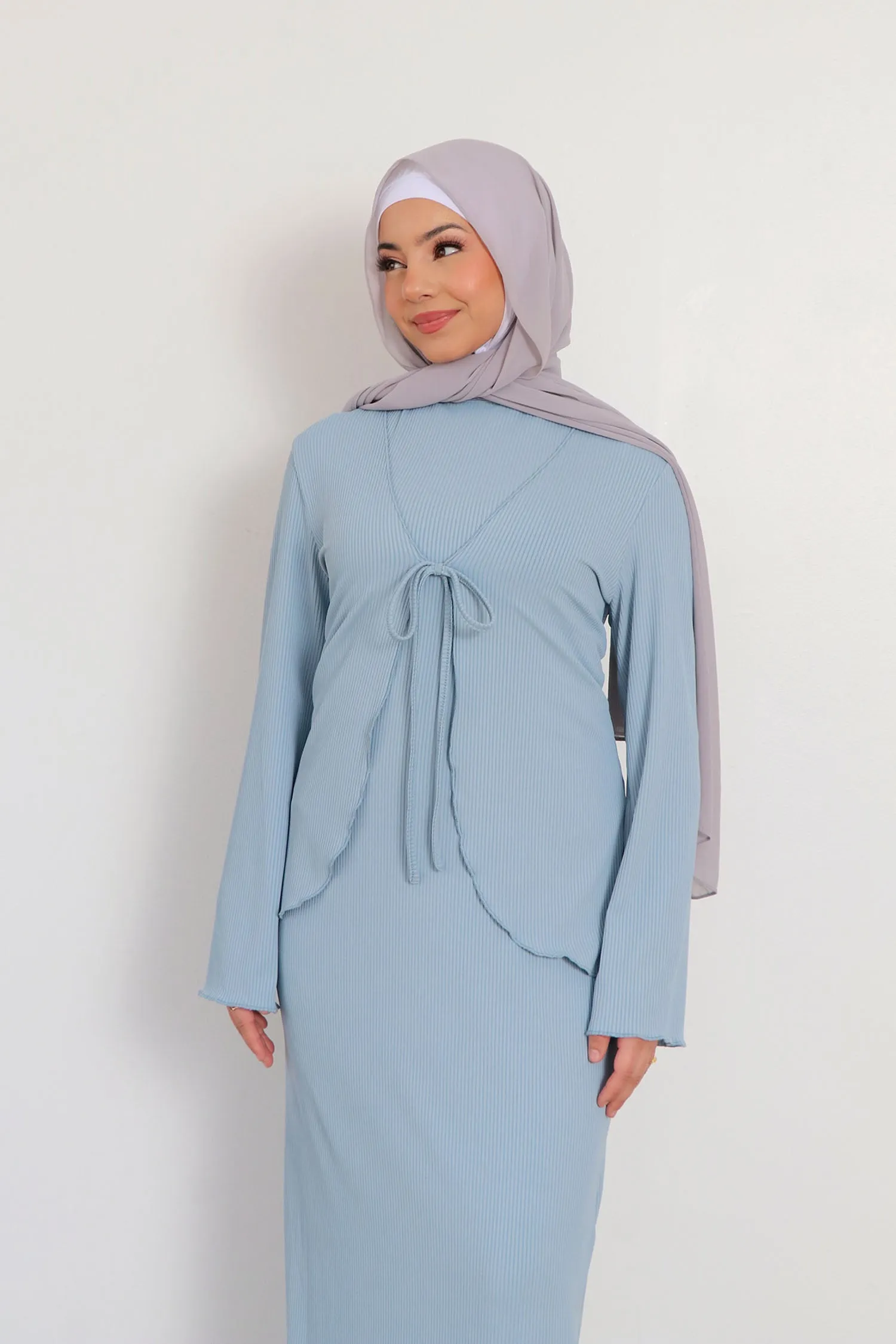 Lina Ribbed Maxi Set- Soft Blue