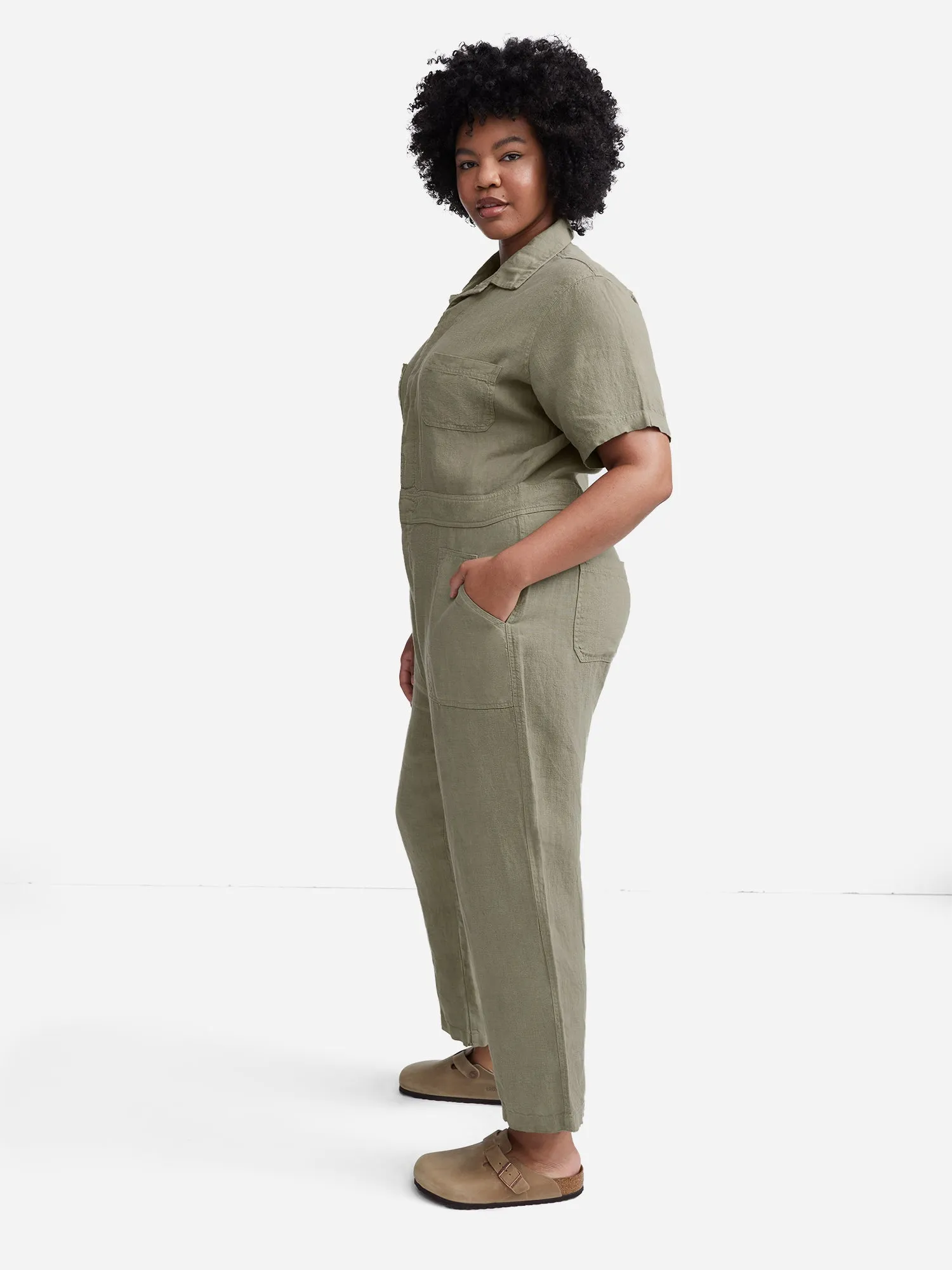 Linen Short Sleeve Jumpsuit