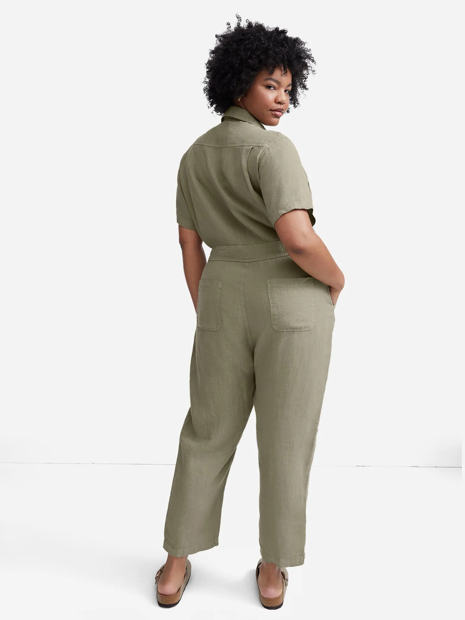 Linen Short Sleeve Jumpsuit