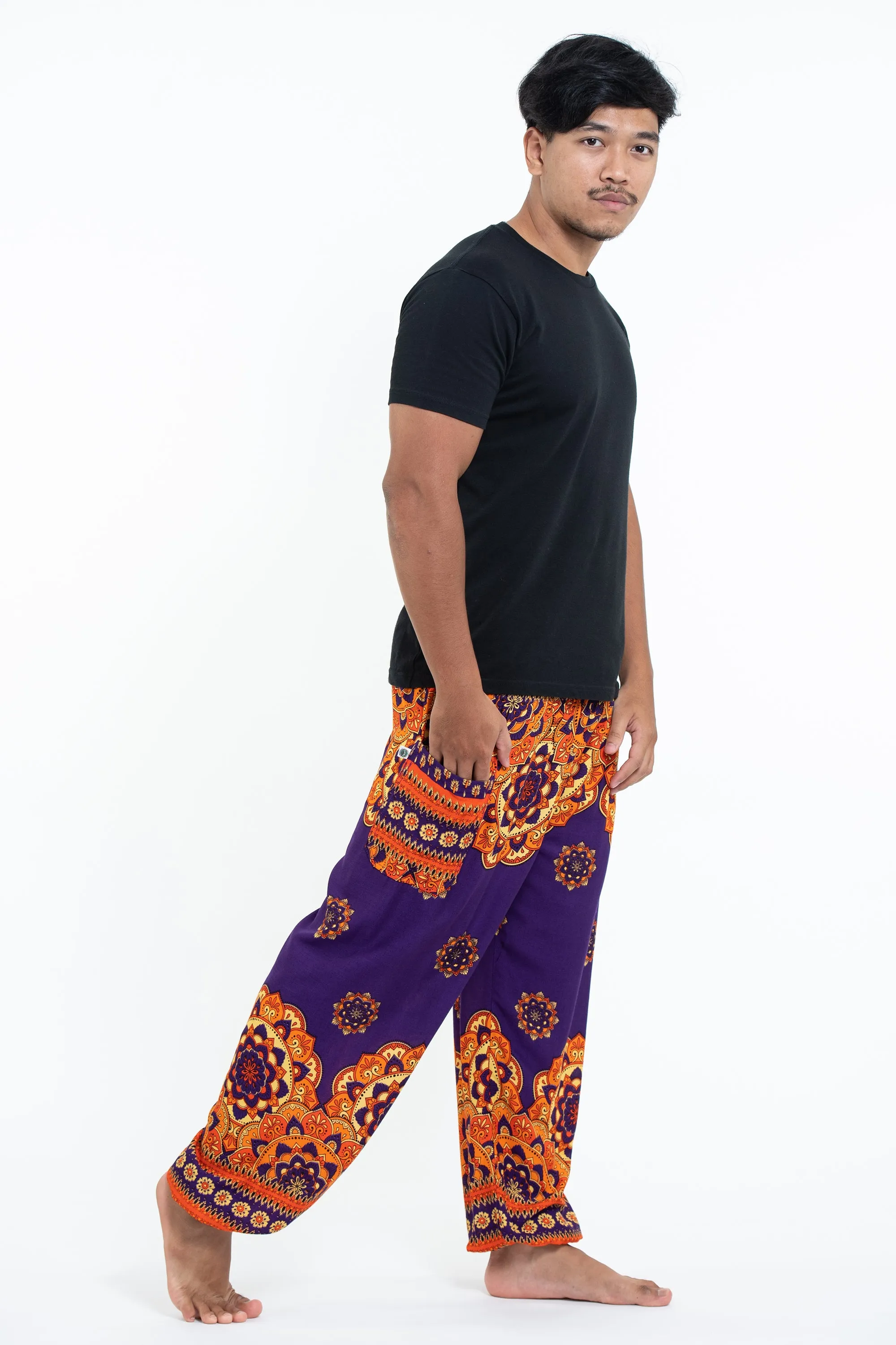 Lotus Mandalas Men's Harem Pants in Purple