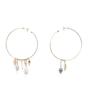 Louis Vuitton 18k Yellow Gold Pearl Monogram Hoop Earrings