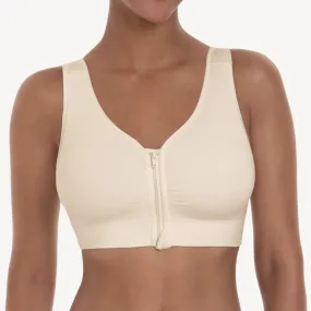 Lynn Zip Front Closure Soft Bra in Crystal