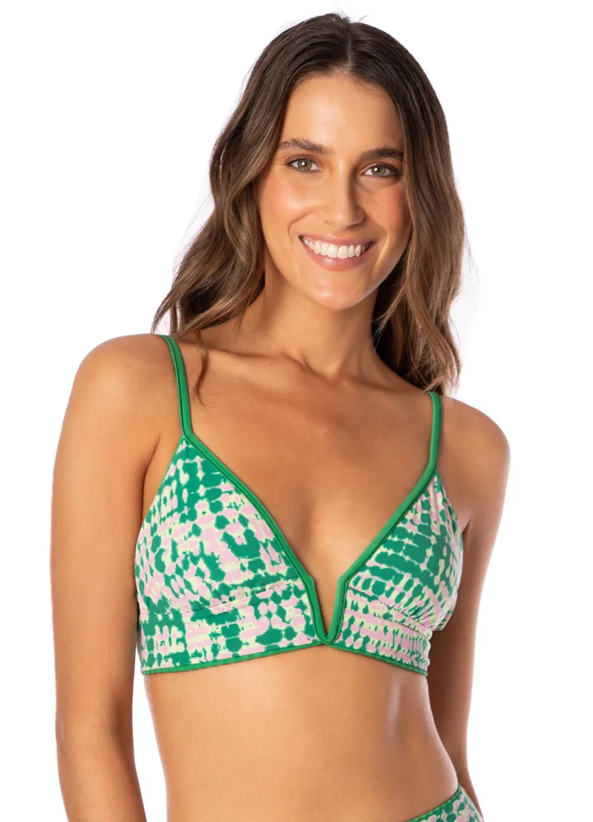 Maaji Enchanting Emerald Parade Long Line Triangle Bikini Top