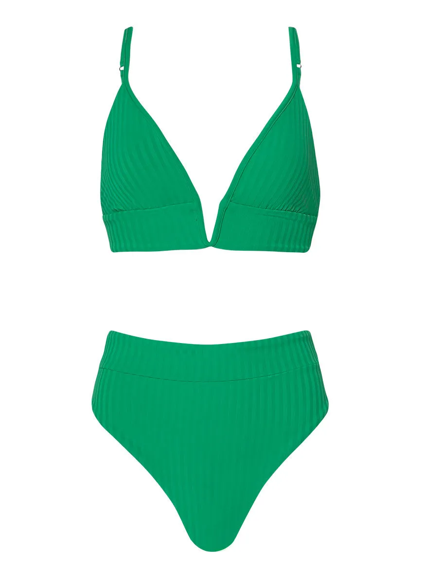 Maaji Enchanting Emerald Parade Long Line Triangle Bikini Top