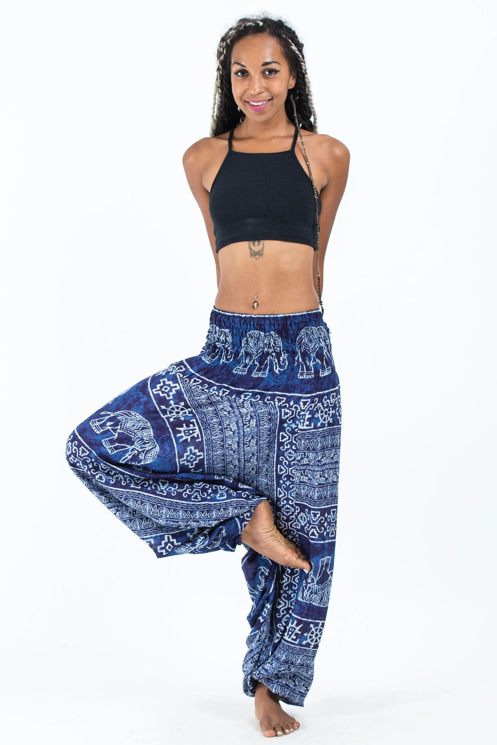 Marble Elephant 2-in-1 Jumpsuit Elephant Pants in Blue