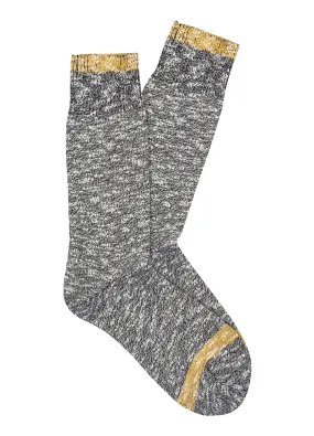 Marcoliani Black Marl & Yellow Marbled Contrast Tip Socks