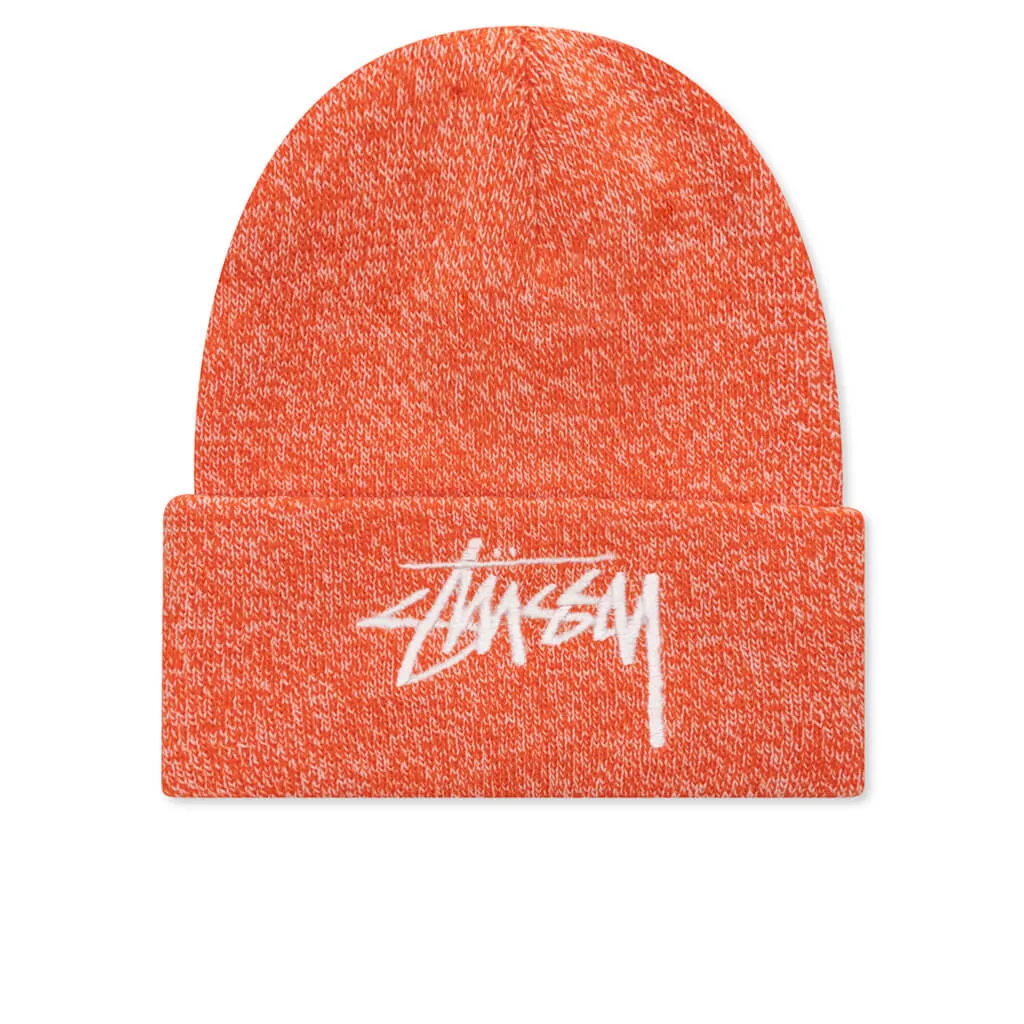 Marled Stock Cuff Beanie - Orange