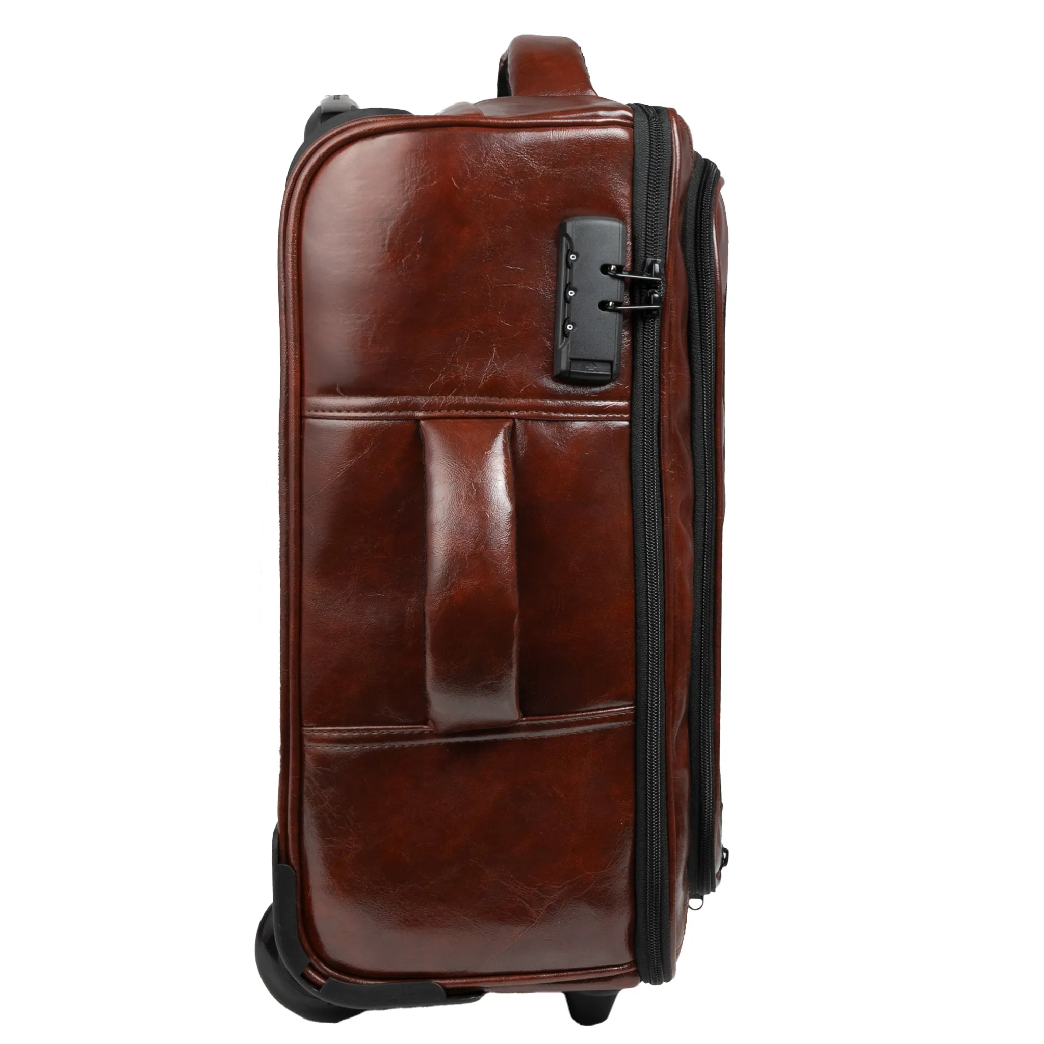 Marshal 22L Walnut Brown Art Leather Overnighter Pilot Laptop Trolley Case