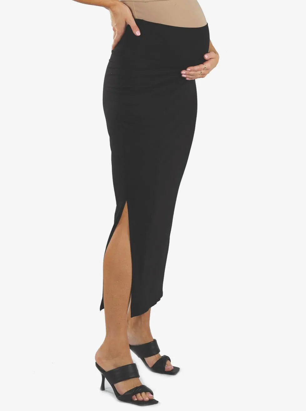 Maternity Maxi Skirt in Black Bamboo