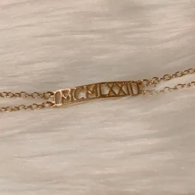 MCMLXXII (1972) Gold Bar Bracelet