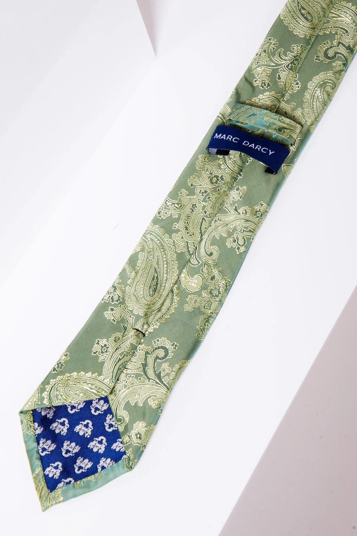 MD PAISLEY - Green Paisley Tie and Pocket Square Set