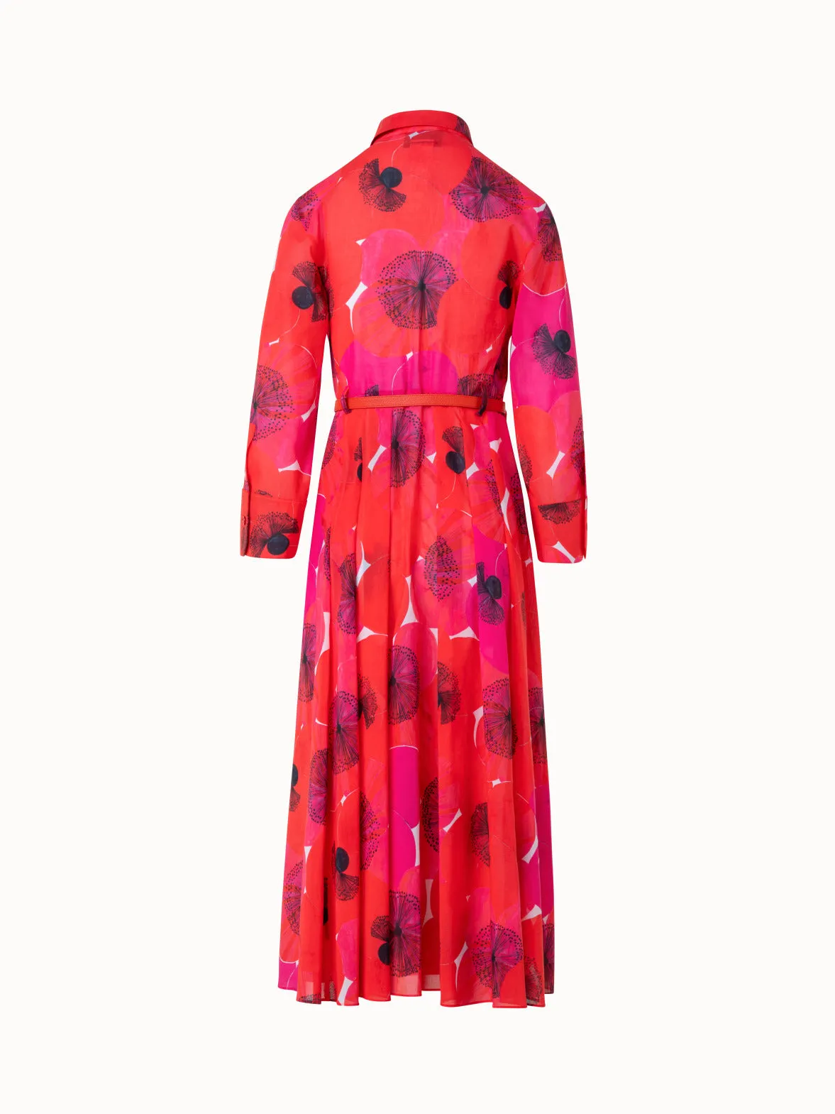 Midi-Blusenkleid aus Baumwolle mit Poppy Druck