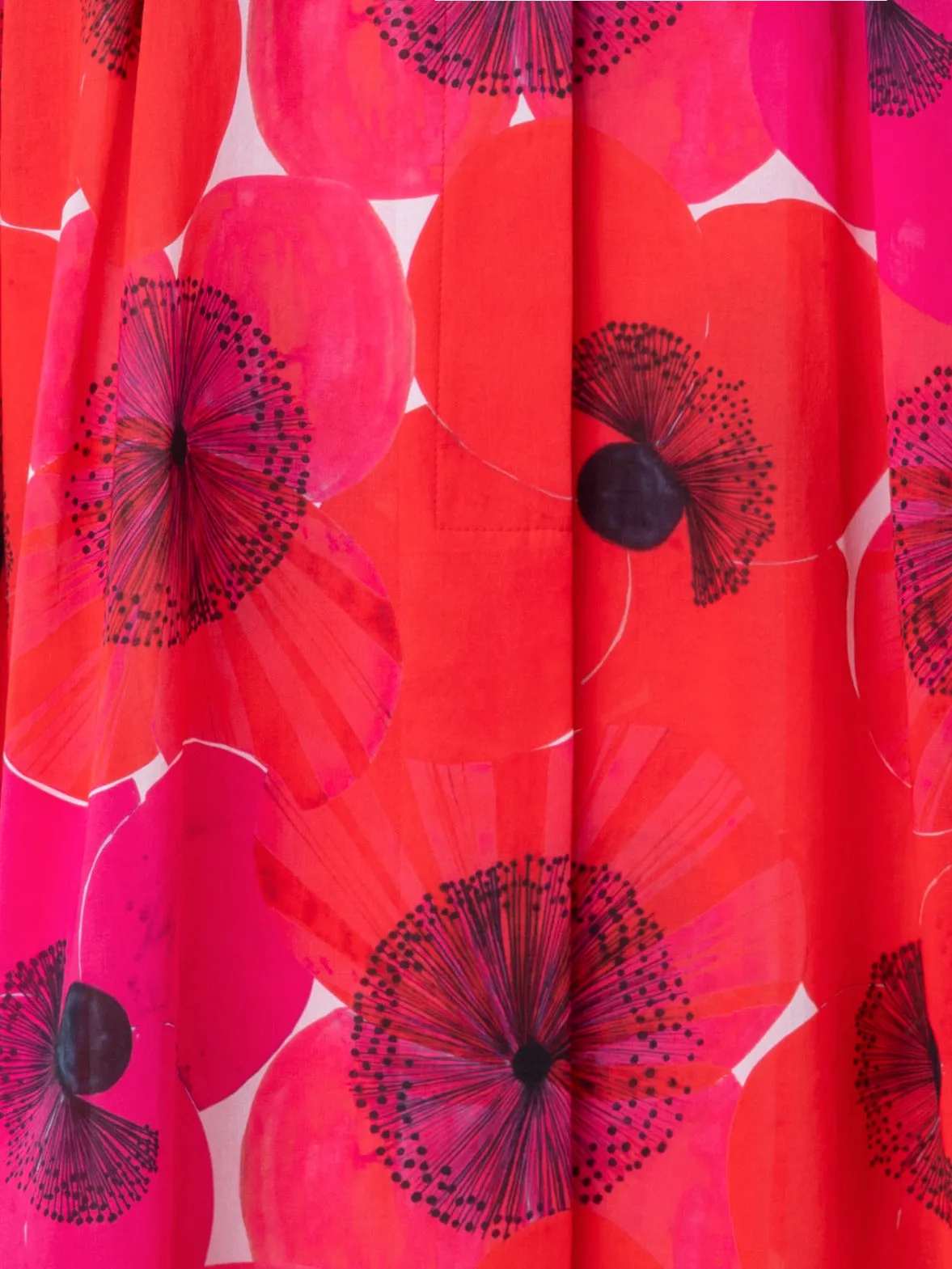 Midi-Blusenkleid aus Baumwolle mit Poppy Druck