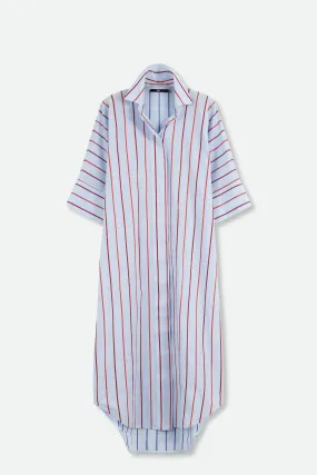 MODENA DOLMAN SLEEVE SHIRT DRESS IN ITALIAN COTTON SPRING STRIPE