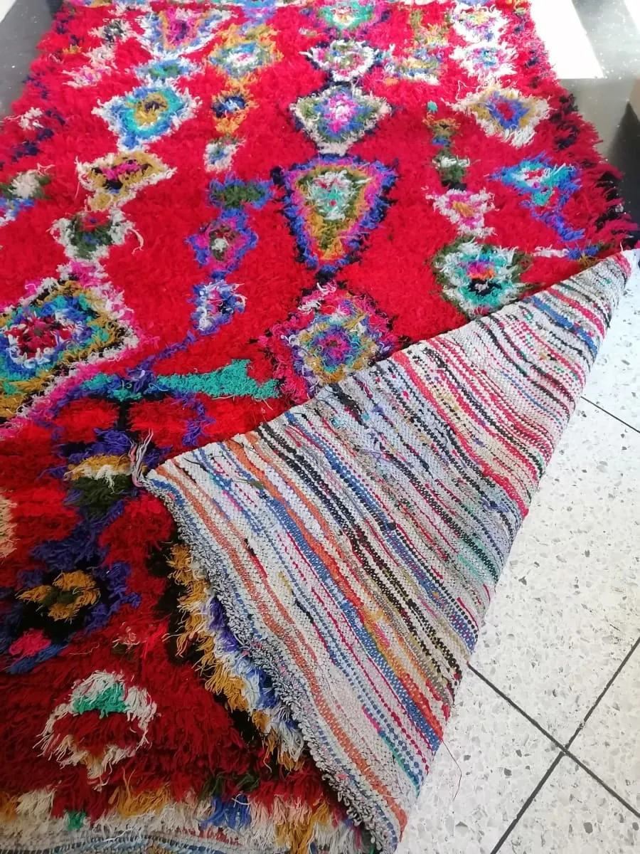 Moroccan Boucherouite Rug, Colorful Moroccan Shag Accent Rug