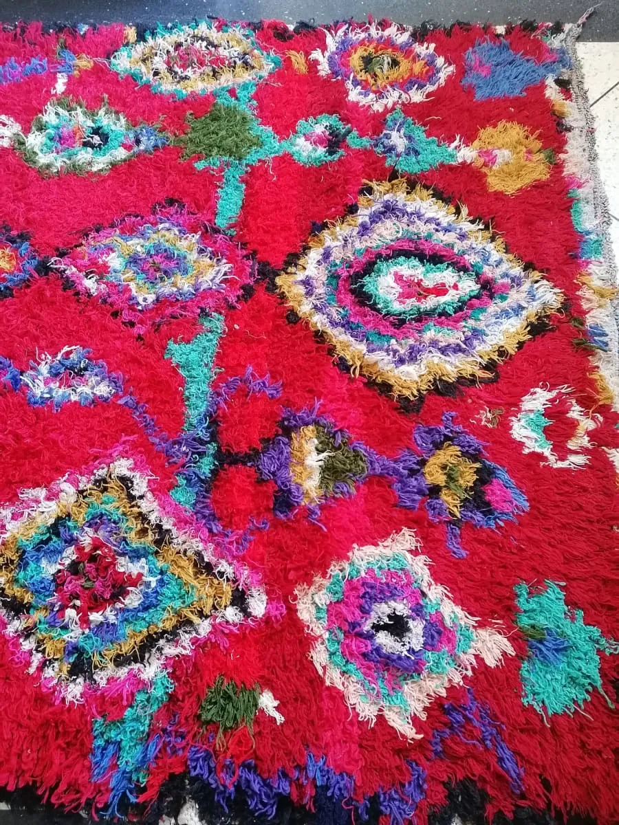 Moroccan Boucherouite Rug, Colorful Moroccan Shag Accent Rug