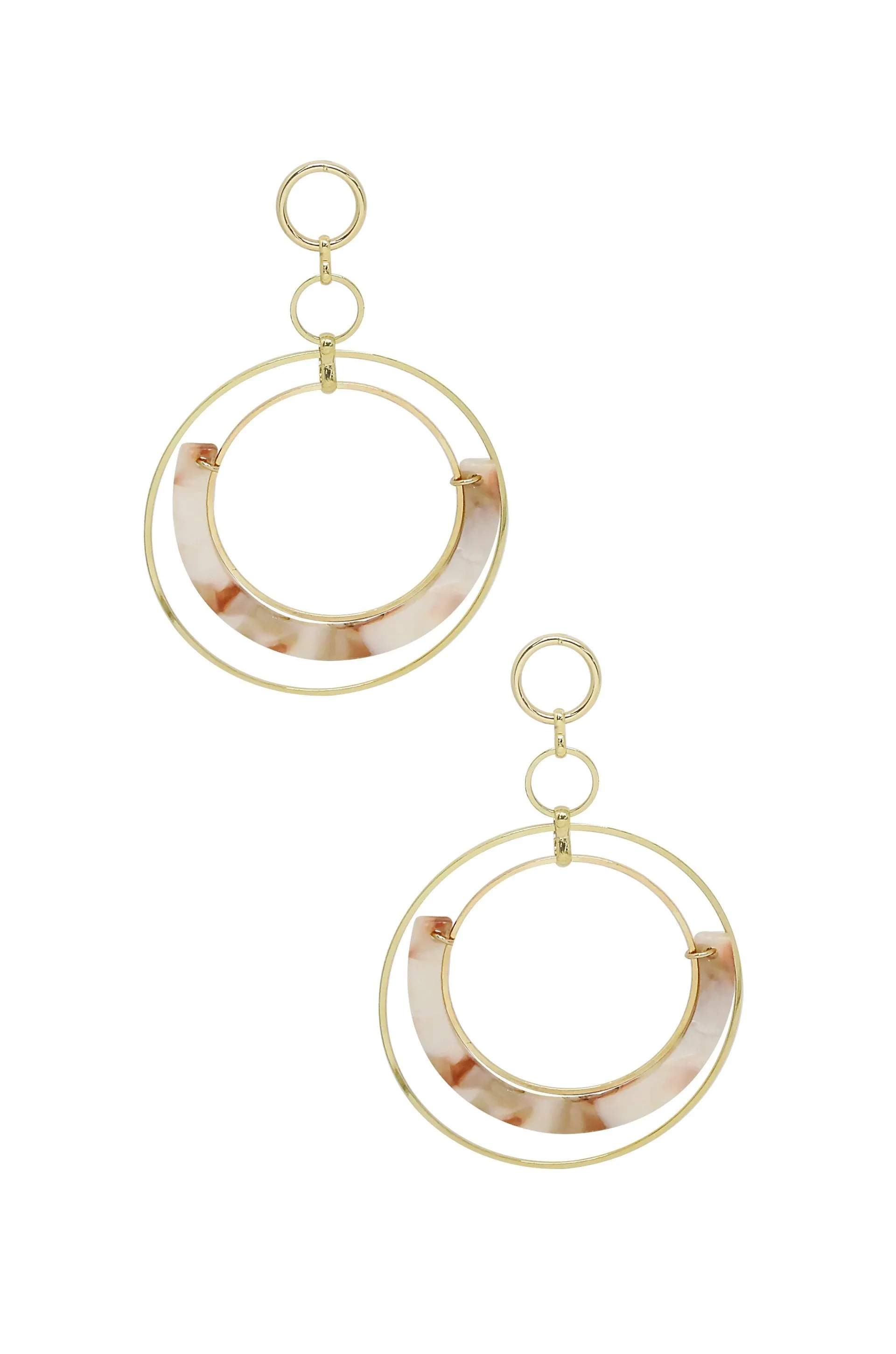 Neptune's Moon Blush Resin Hoop 18k Gold Plated Earrings