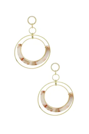 Neptune's Moon Blush Resin Hoop 18k Gold Plated Earrings