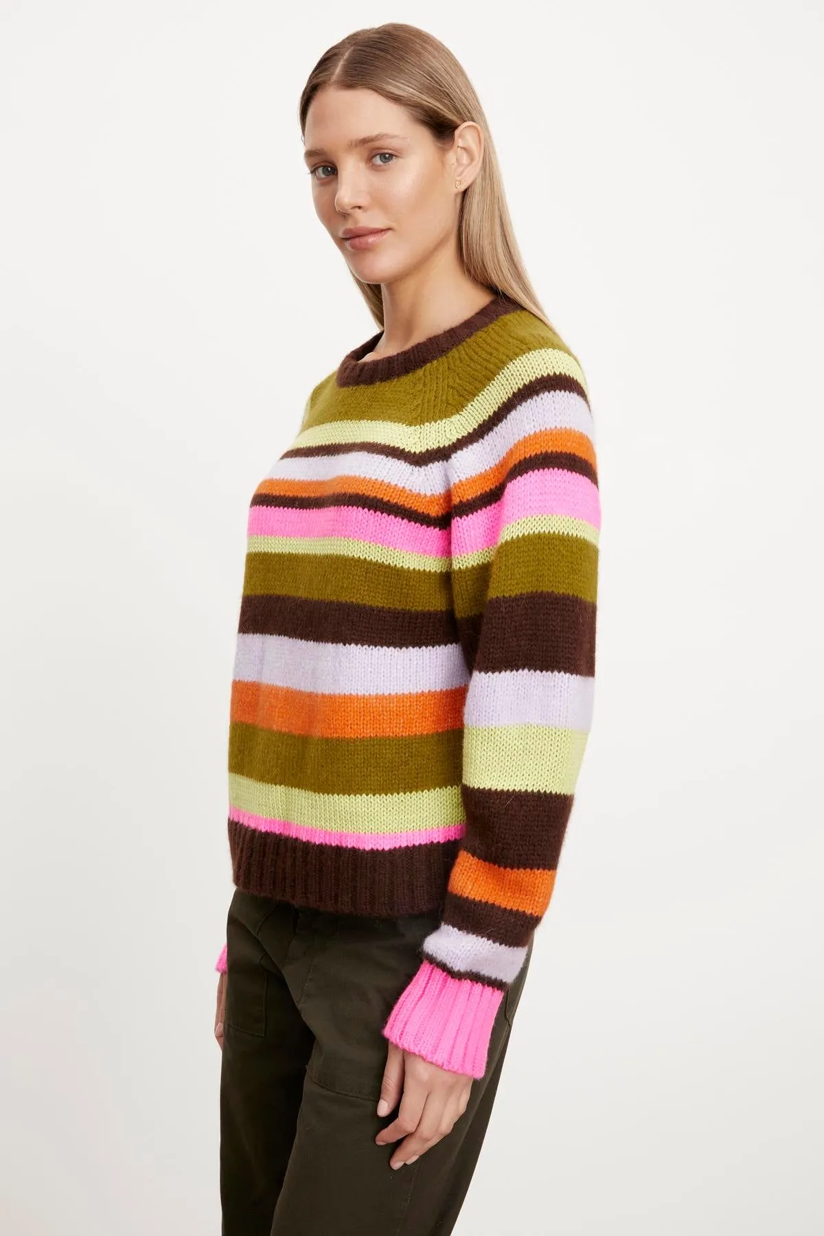 NESSIE STRIPED CREW NECK SWEATER