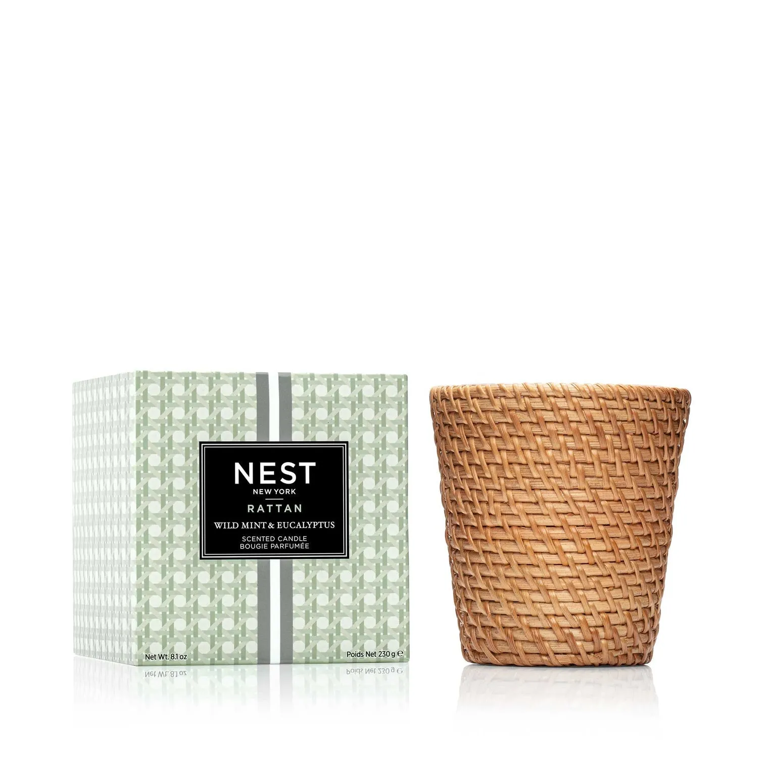 Nest Rattan Classic Candle in Wild Mint & Eucalyptus