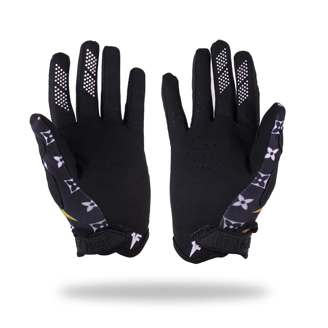 New Black x Gold Louis Gloves with Strap - MX | MTB | Street