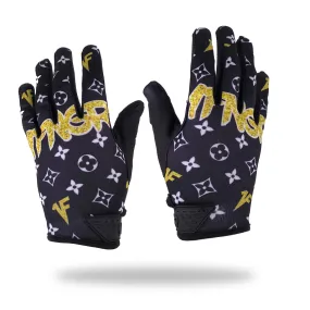 New Black x Gold Louis Gloves with Strap - MX | MTB | Street