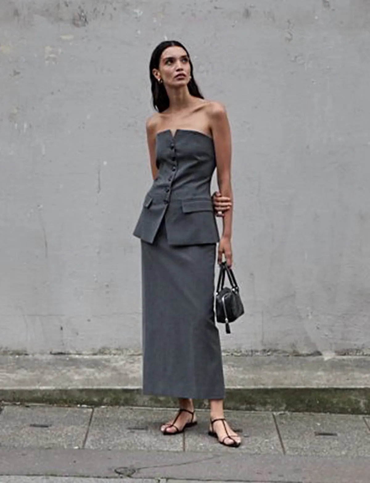 Nia Grey Maxi Skirt