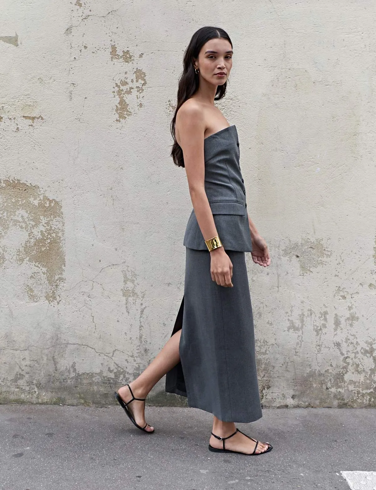 Nia Grey Maxi Skirt