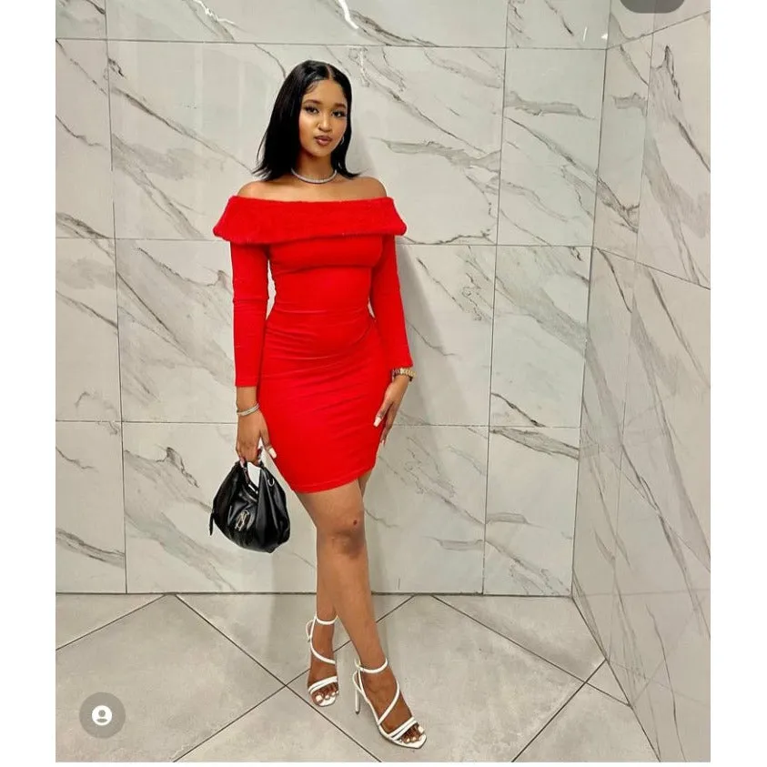 Off Shoulder Long Sleeve Sexy Bodycon Dress