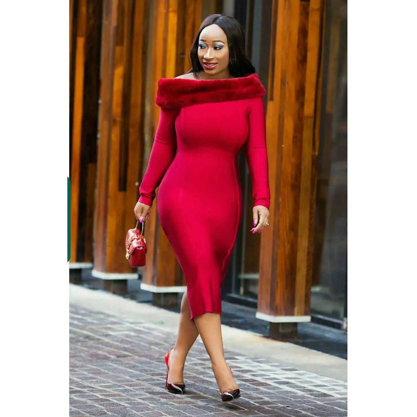 Off Shoulder Long Sleeve Sexy Bodycon Dress