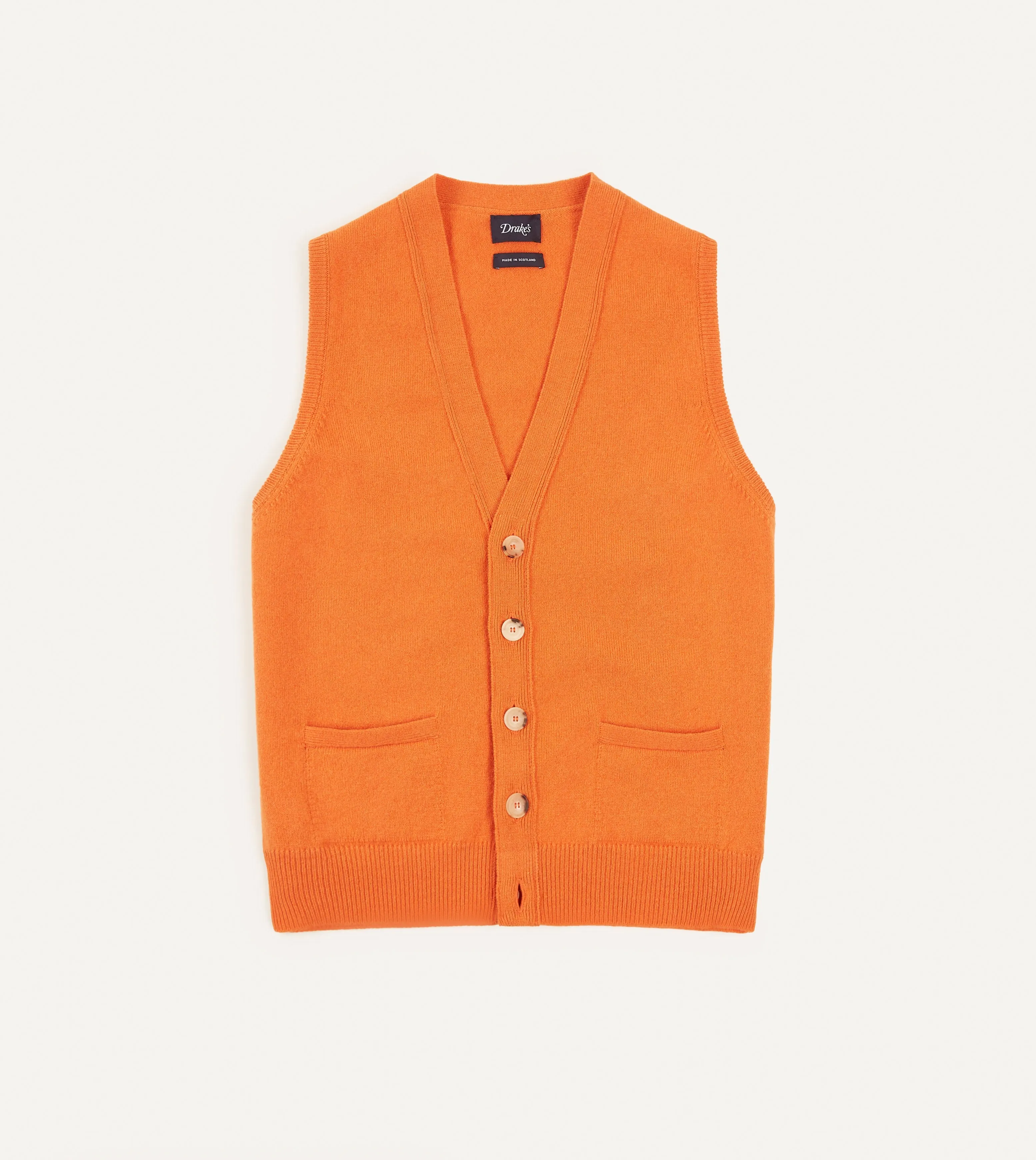 Orange Lambswool Sleeveless Cardigan