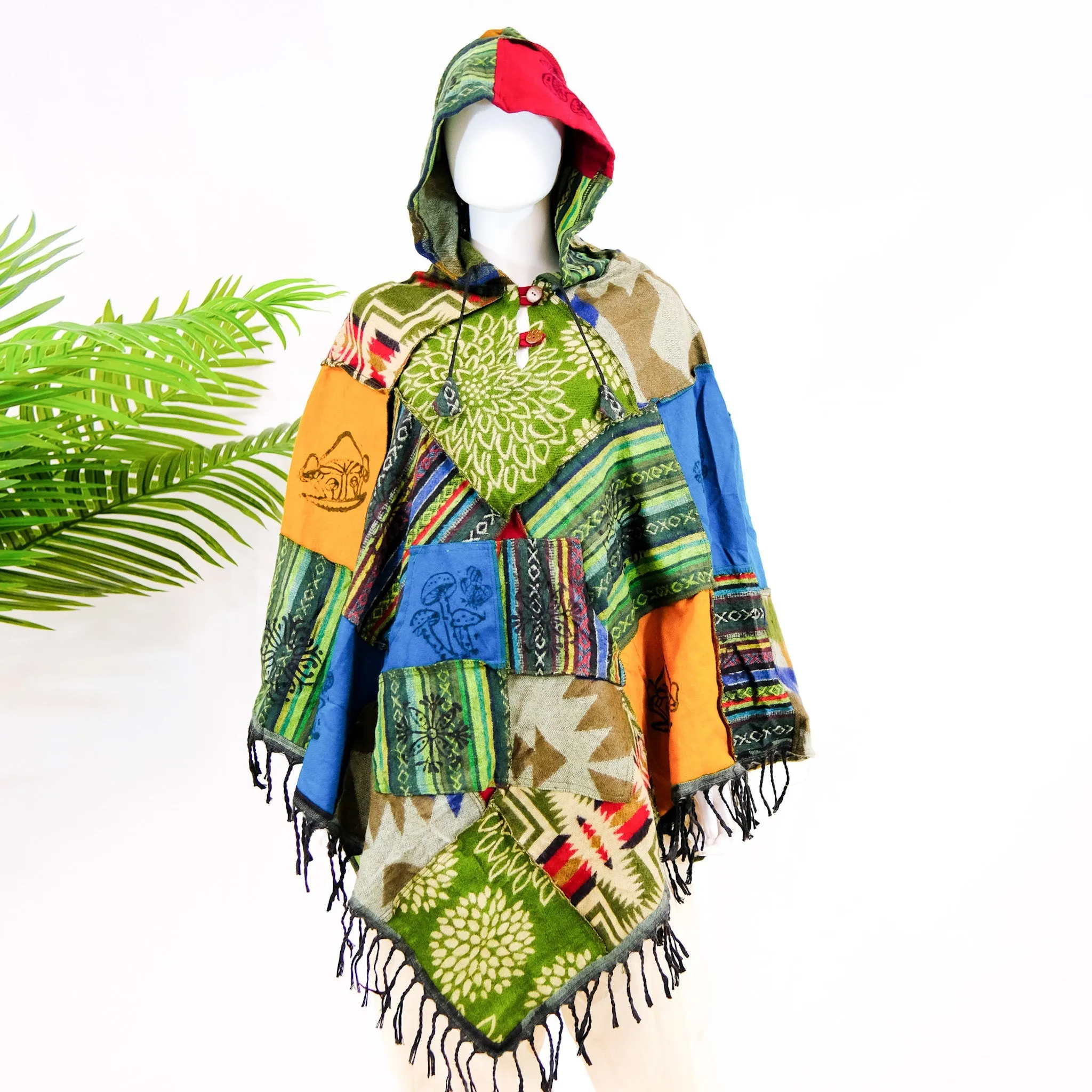 Patchwork Hooded Fall/Winter Ponchos