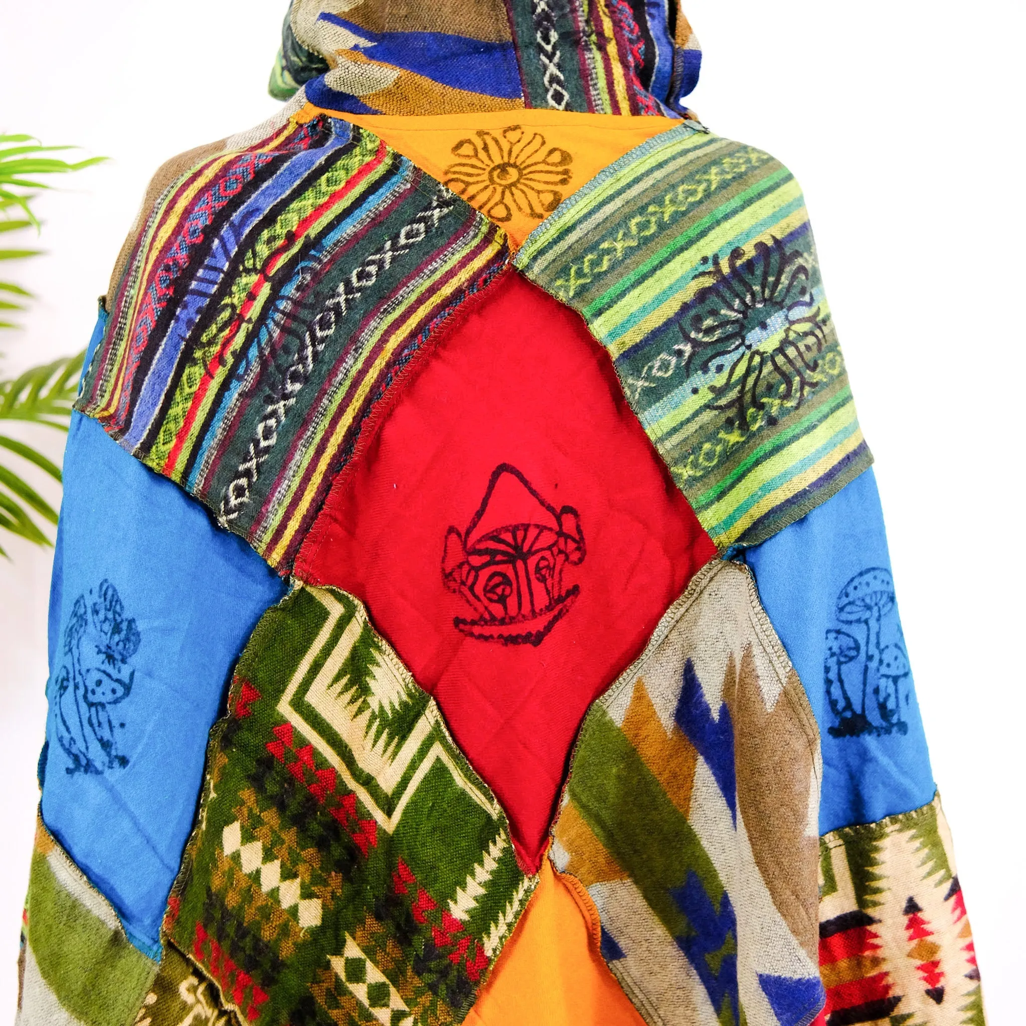 Patchwork Hooded Fall/Winter Ponchos