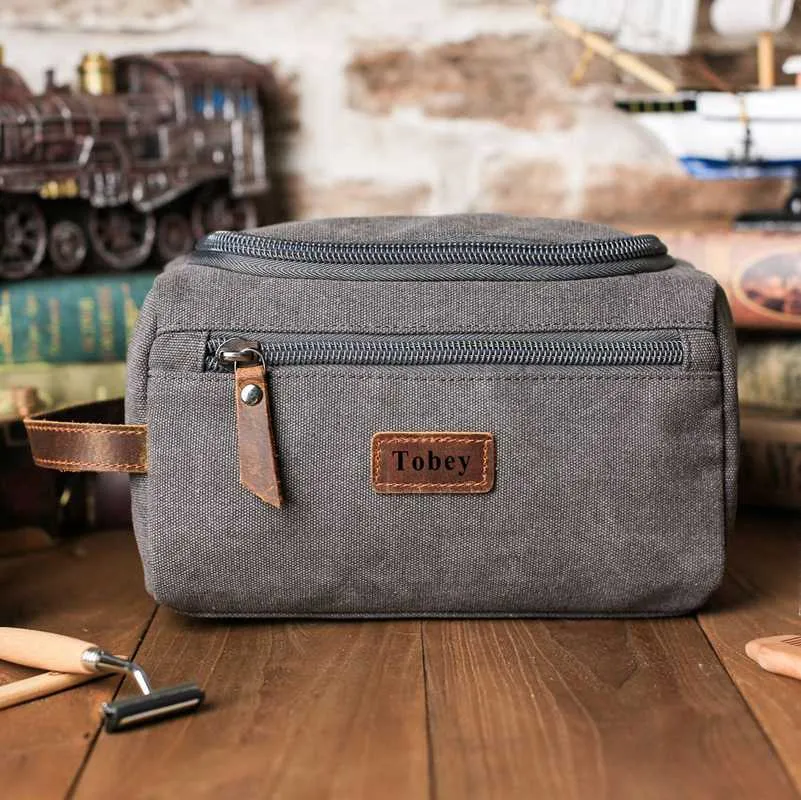 Personalized Groomsmen Gift, Dopp Kit Bag Customized Canvas Toiletry Bag Monogram Mens Toiletry Bag