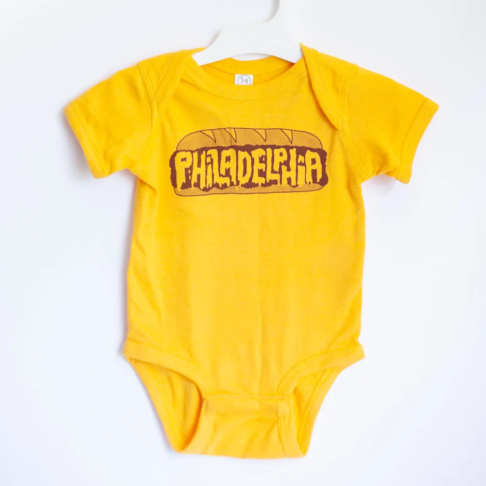 Philadelphia baby gift, Philly cheesesteak baby onesie, Philadelphia cheesesteak shirt