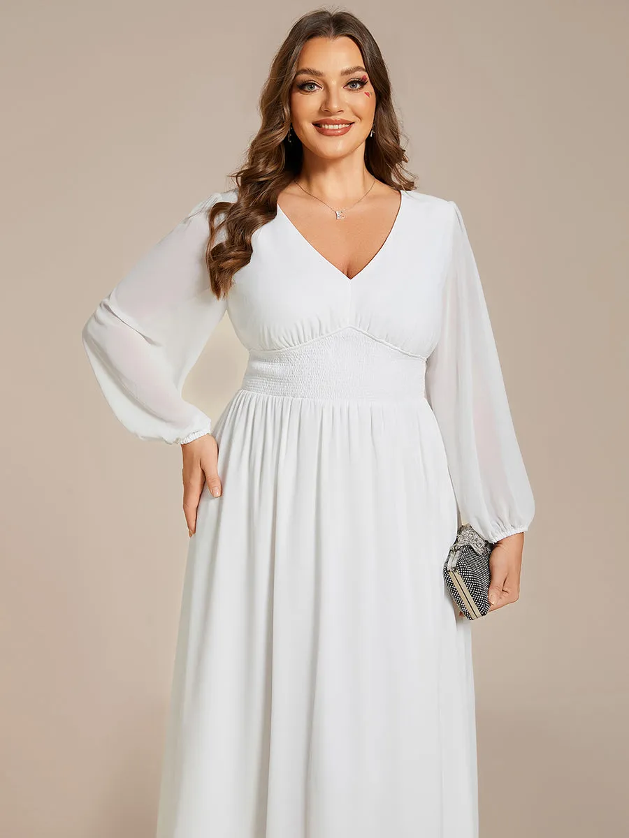 Plus Size Knee Length Chiffon Wholesale Wedding Guest Dresses With Long Sleeves