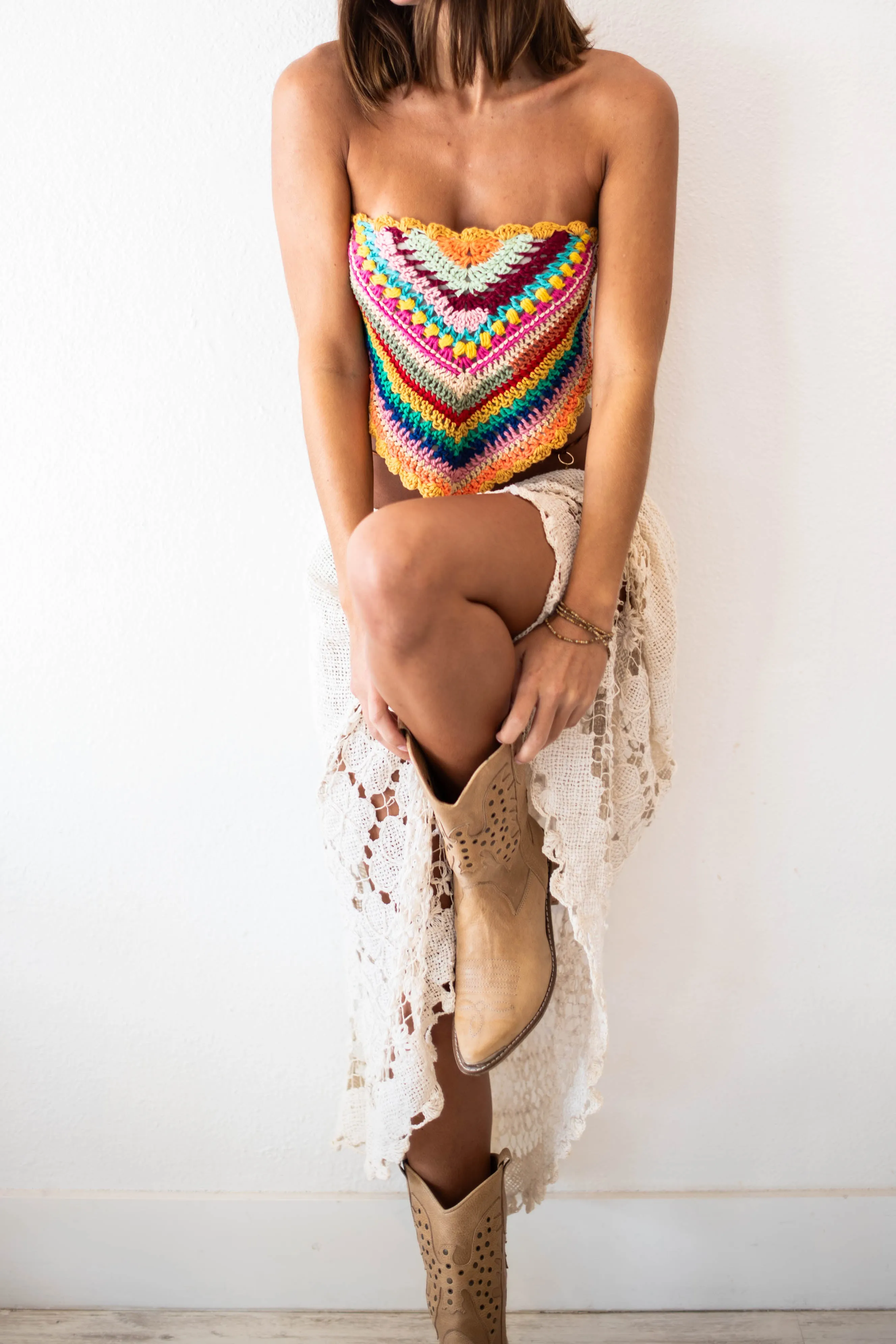 Rainbow Crochet Top