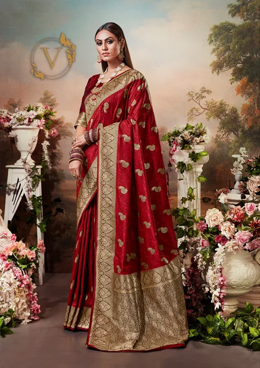 Red Banarasi Jacquard Saree