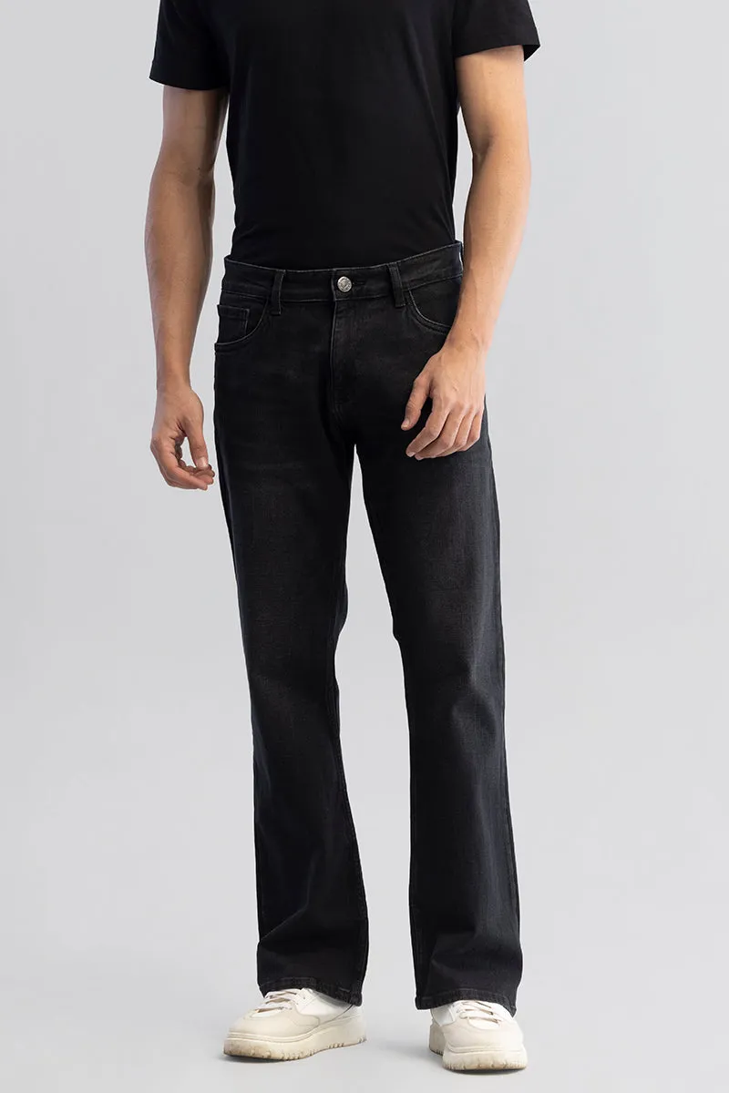 RetroRipple Jet Black Bootcut Jeans