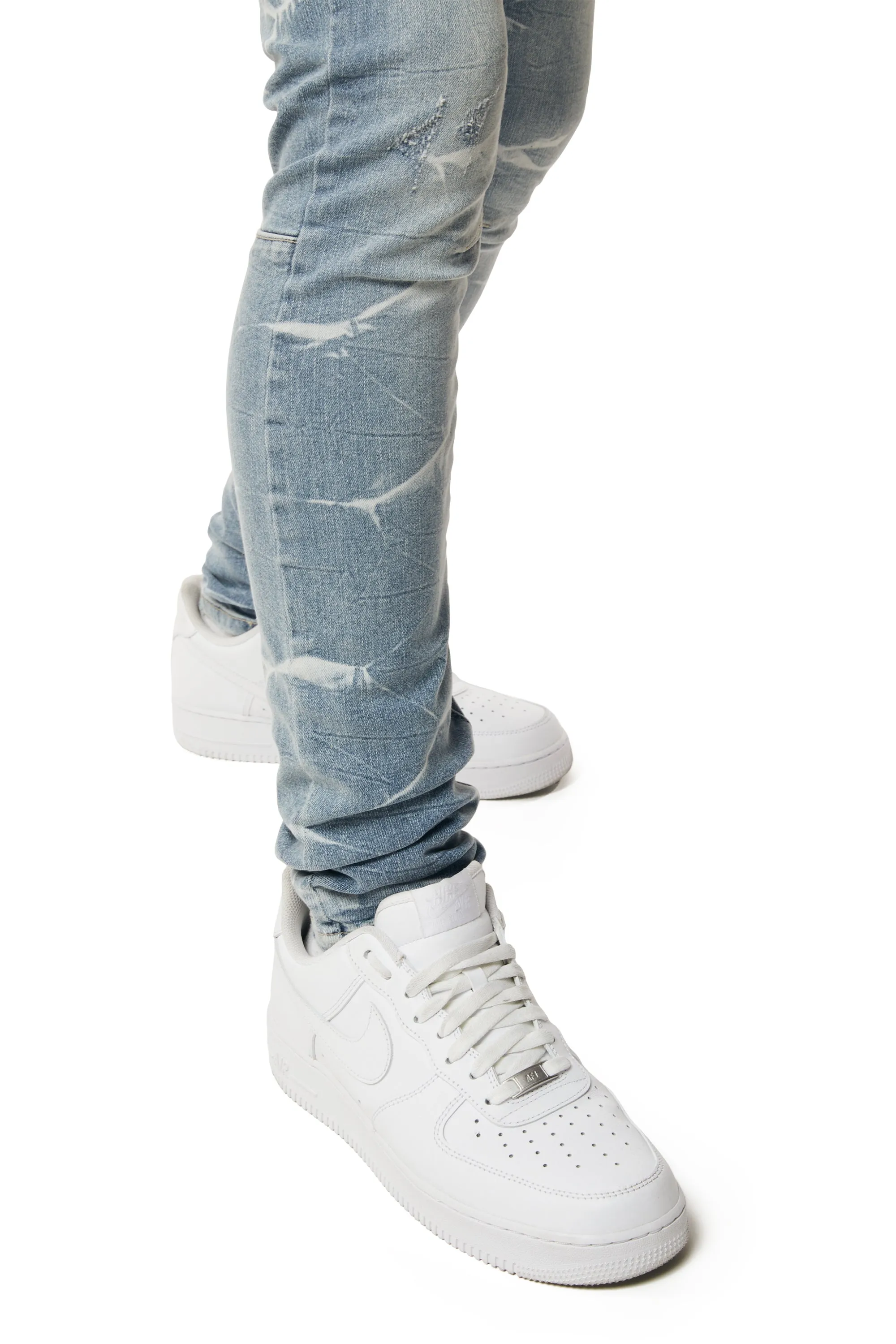 Rip & Repaired Lightning Washed Super Skinny Jeans - Elm Blue