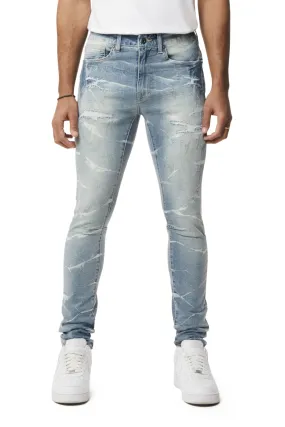 Rip & Repaired Lightning Washed Super Skinny Jeans - Elm Blue