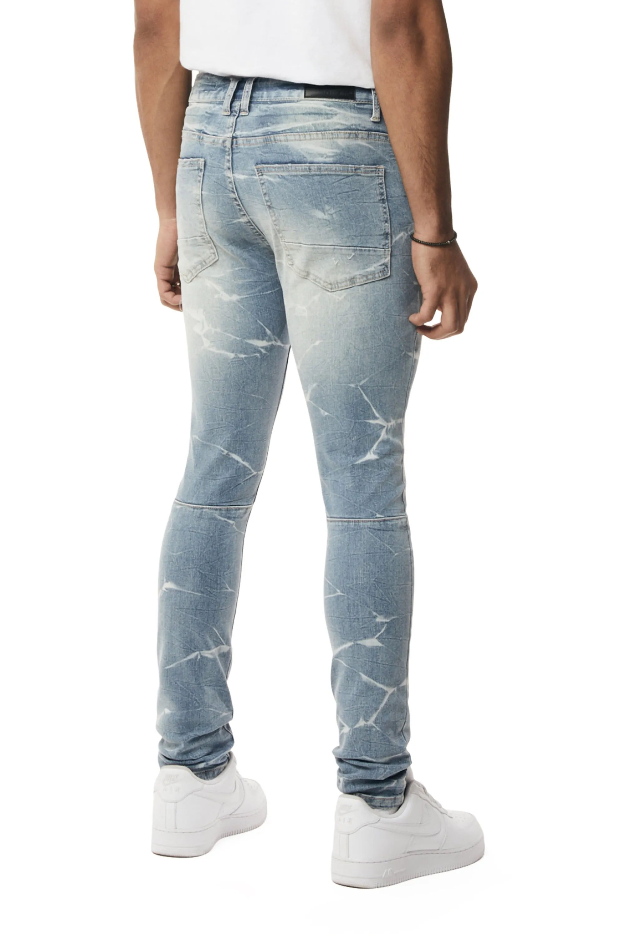 Rip & Repaired Lightning Washed Super Skinny Jeans - Elm Blue