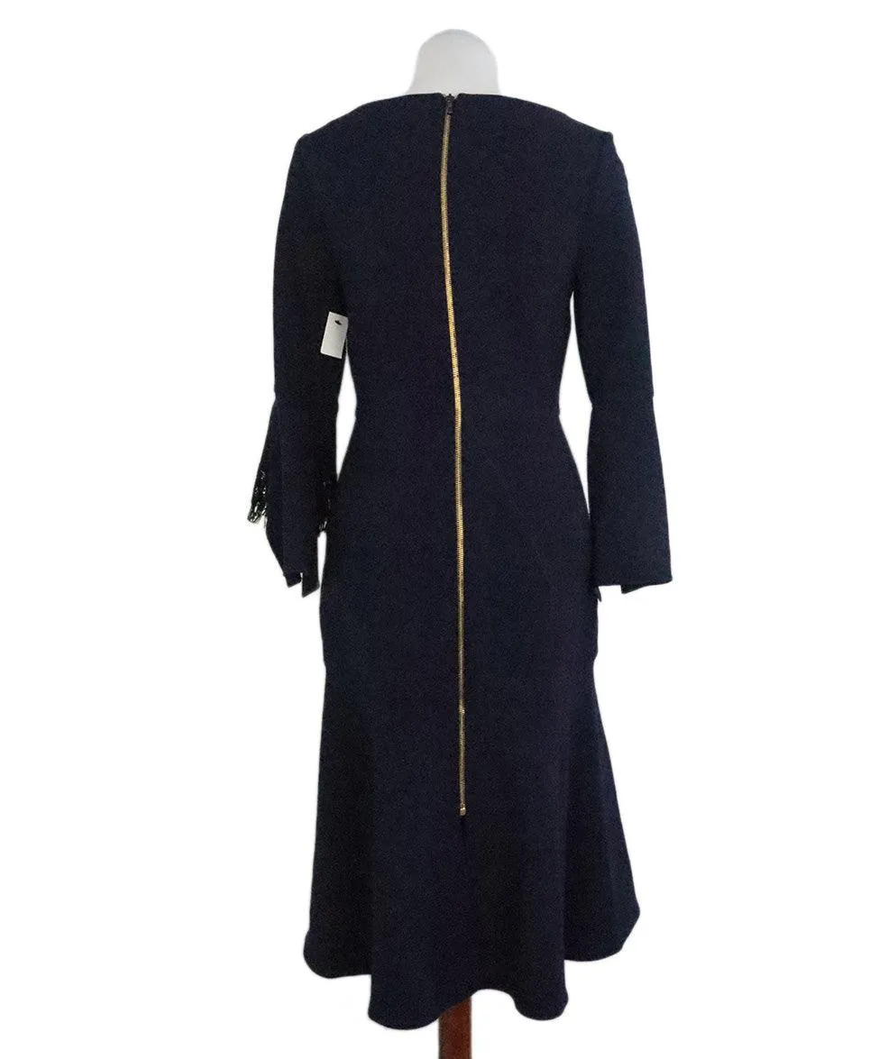 Roland Mouret Navy & Black Wool Dress sz 4