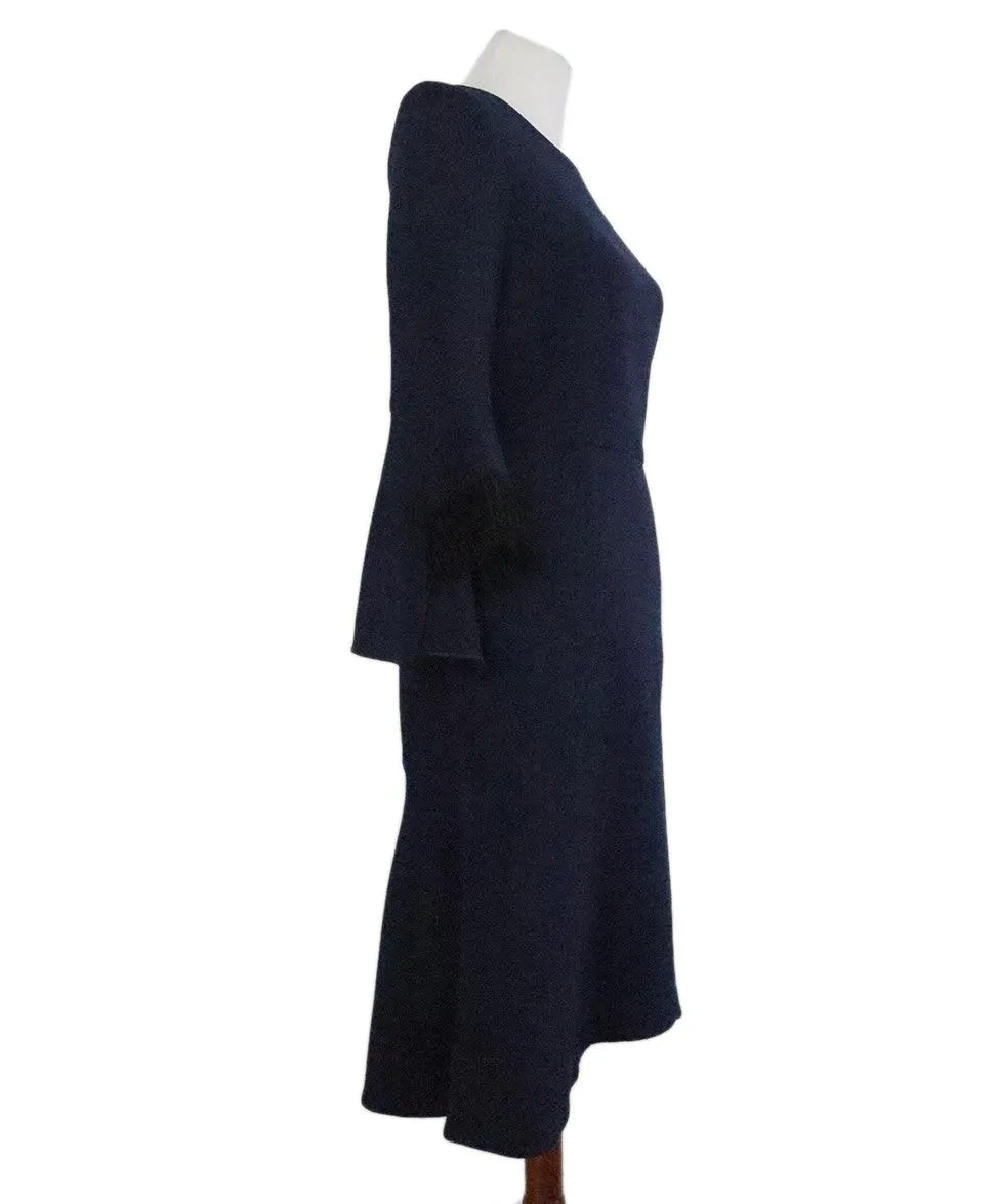 Roland Mouret Navy & Black Wool Dress sz 4