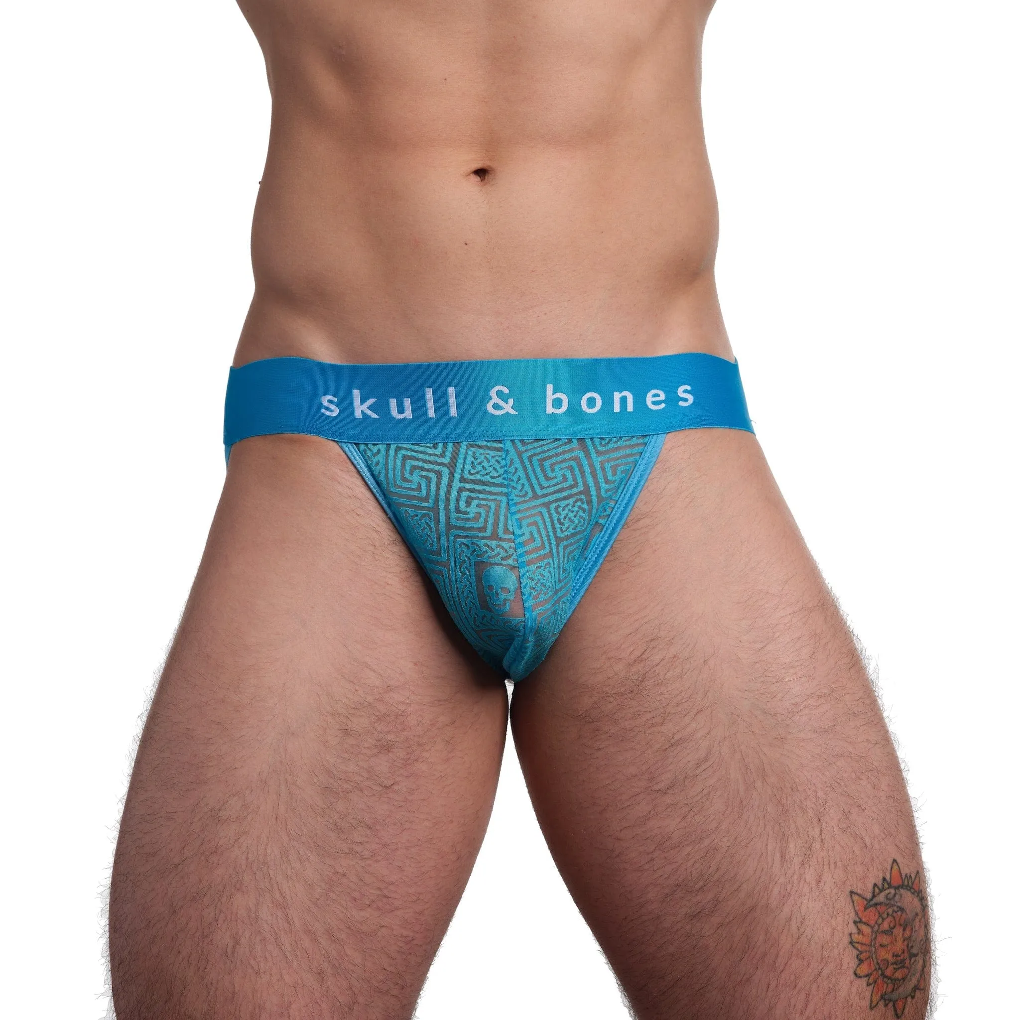 Roman Tile Burnout Jockstrap Neon Blue