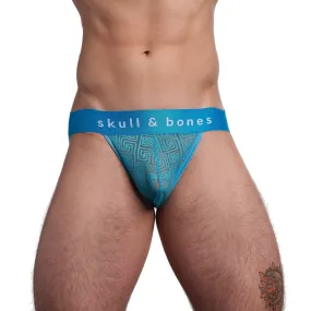 Roman Tile Burnout Jockstrap Neon Blue