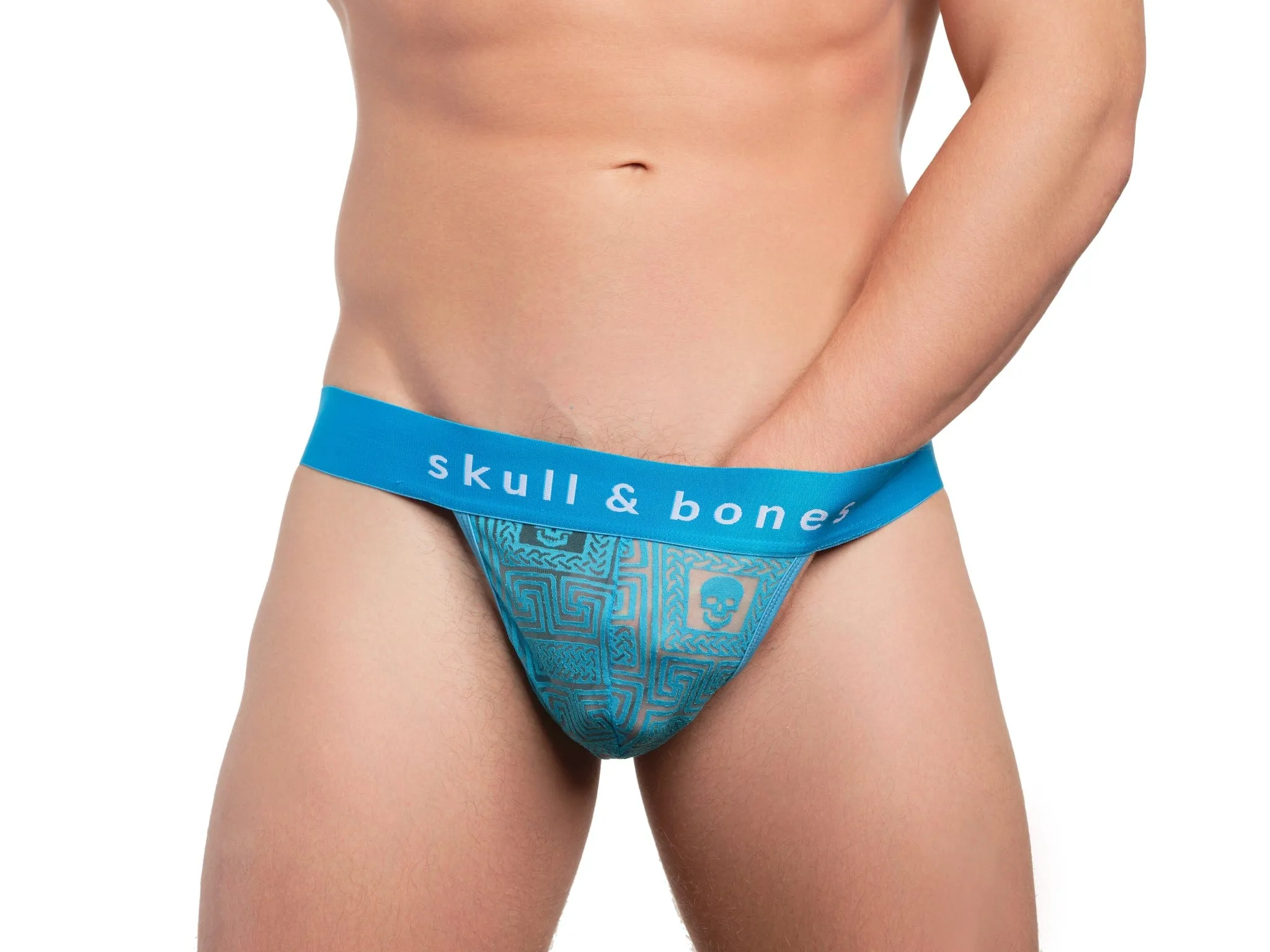 Roman Tile Burnout Jockstrap Neon Blue