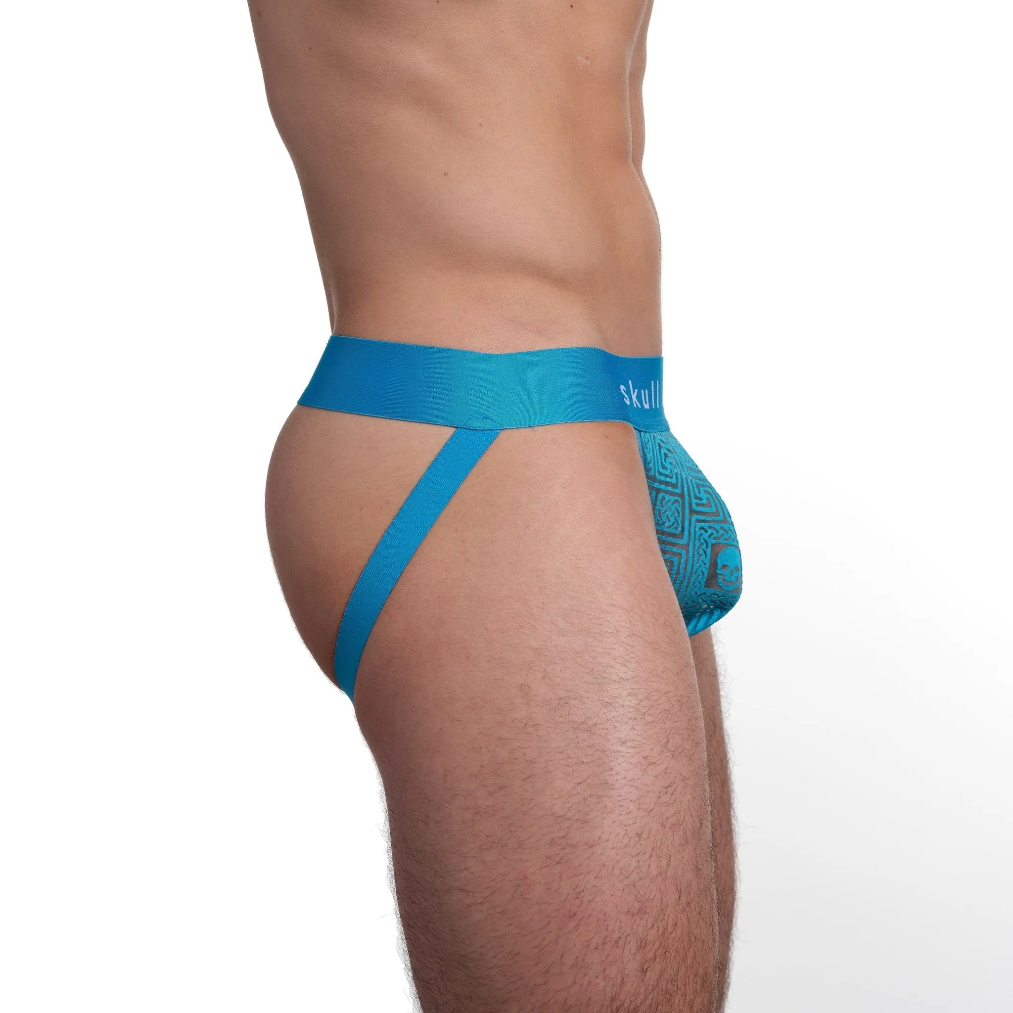 Roman Tile Burnout Jockstrap Neon Blue